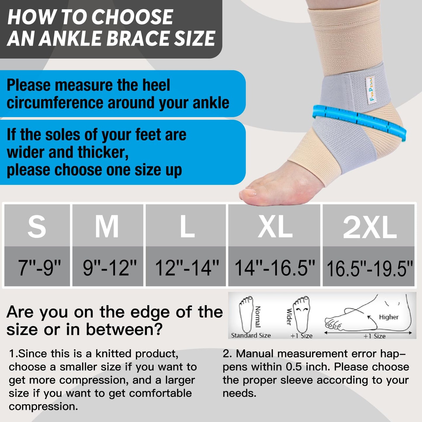 FvaPemm Copper Ankle Brace for Women Men 2 Pack Ankle Compression Sleeve Support for Sprained Ankle, Plantar Fasciitis Relief & Achilles Tendonitis Brace, Sports, Running, Nude, S