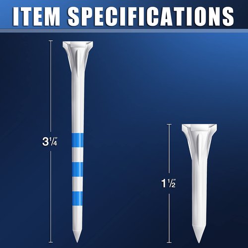CHAHMPKEY Premium 3-Prong Plastic Golf Tees 3-1/4" 100 Pack - 40% Reduced Ball Contact with High Stability and Long Distance Performance Golf Tees Plastic(White - 100 Assorted Pack)