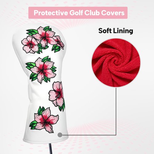 Golf Headcovers Embroidery Driver Cover Fariway Wood Headcover Hybrid Head Covers Leather Golf Club Covers for Most Brand(for Hybrid)