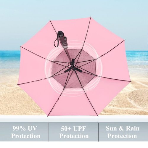 Tefedpot Umbrella with Fan and Mist Spray, 2025 upgraded 3-in-1 UV Blocking Umbrella with Fan and Mister for Summer outdoor activities (Galaxy)