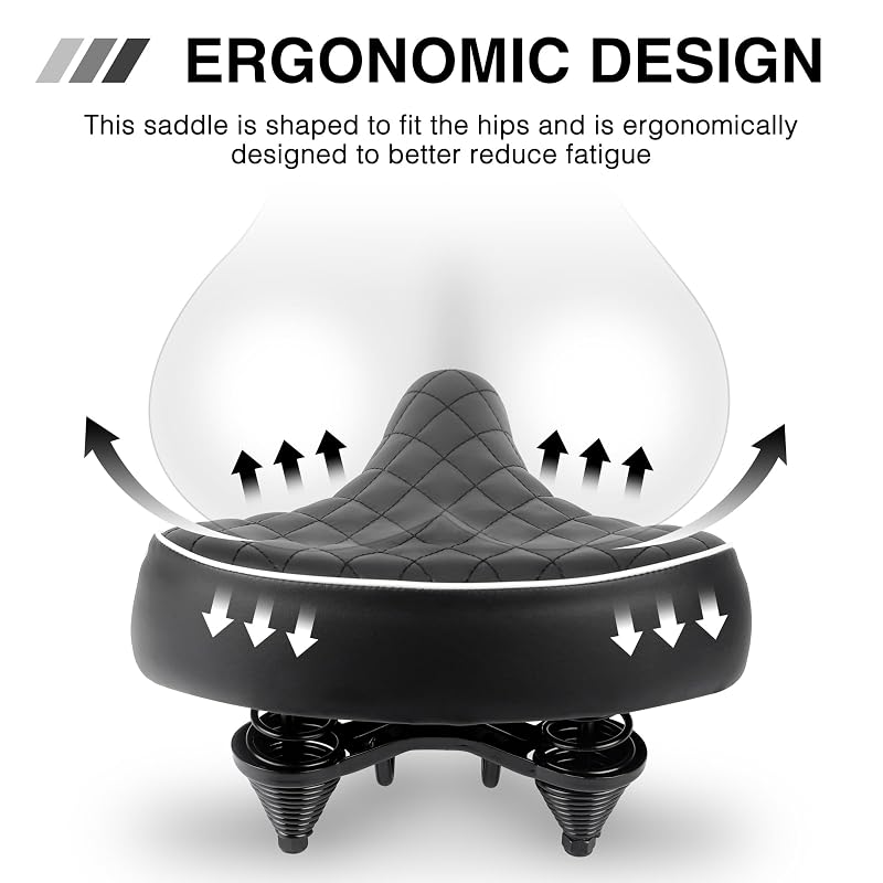 FOMAS Beach Cruiser Bike Seat - Extra Wide 9.75" Wide Comfort Replacement (Black)
