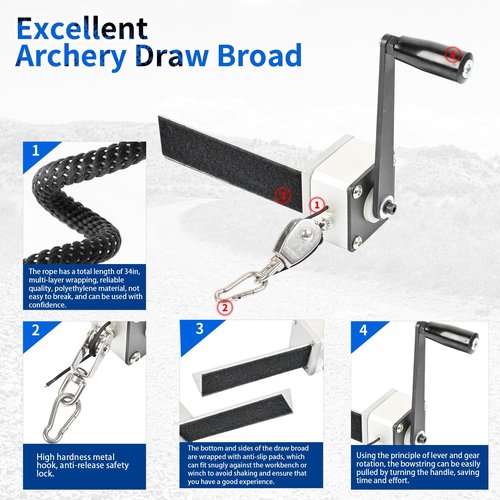 SPG Archery Draw Board for Compound Bow - Hand Crank Compound Bow Draw Board with Tow Rope 100lbs Pulling Capacity Professional Bow Maintenance Tool Fits Most Bow Press