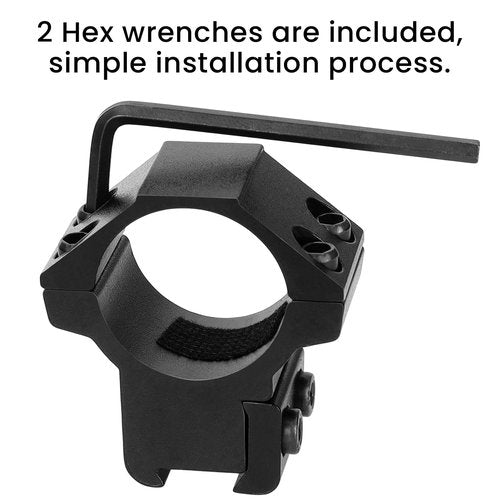 NEATABY 1 Inch Dovetail Scope Rings Set, 2 Pcs Medium Profile Scope Mounts with 2 Hex Wrenches, for 3/8 Inch Dovetail Rails, Black (Medium Profile)