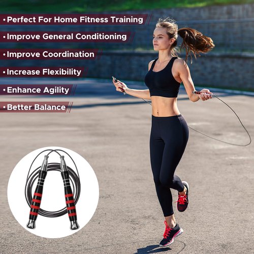 Huhloch Speed Jump Rope - Jump Rope for Men with Self Locking No Screw Design 360 Degree Fast Rotation Non Slip Silicone Texture Weighted Jump Rope Includes 2 Speed Ropes Easy Setup 2 Handles Portable Fitness Jump Ropes for Boxing