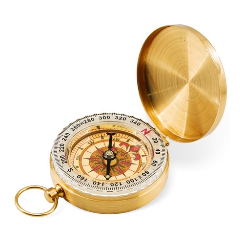 Rovella One Pack Camping Survival Compass, Metal Brass Pocket Compass with Keychain, Glow in The Dark Survival Gear for Hiking Camping Hunting Navigation
