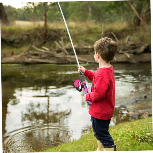 Xweptuy 4Pcs/Set Kids Fishing Set Portable Telescopic Fishing Rod 6-Section Beginner Pole with Spinning Reel, Portable Bag, Tackle Box for Boys, Girls, Youth Gift (Style 2) #