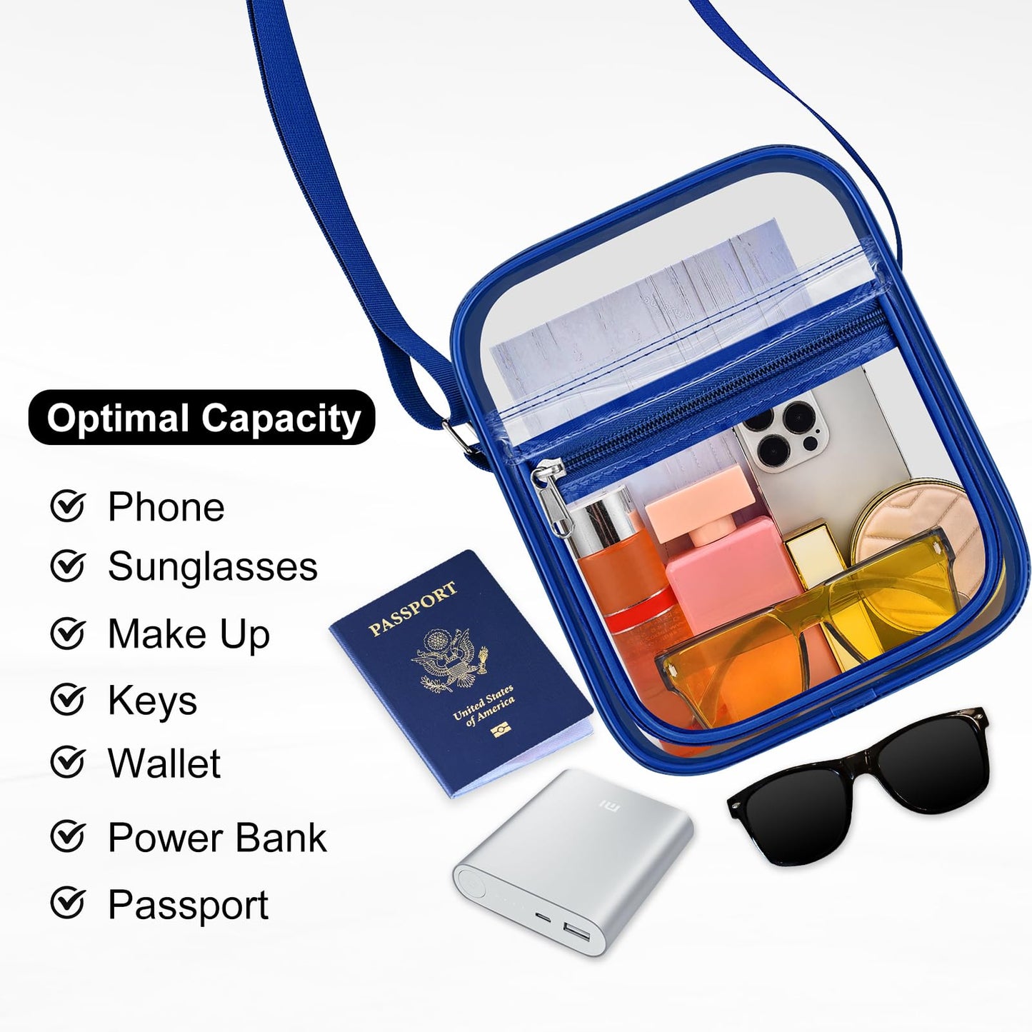 USPECLARE Clear Purse for Stadium Events Clear Messenger Bag for Men and Women