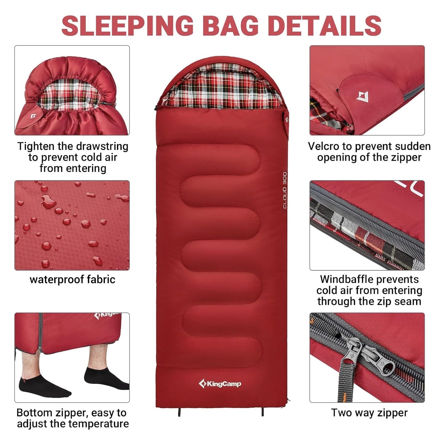 KingCamp 45°F Kids Sleeping Bag, Lightweight Waterproof & Compact Flannel Sleeping Bags Cold Weather & Warm Youth Essentials Gear Accessories for Camping, Fits 10-12 Children up to 4'7"-5'5" Tall
