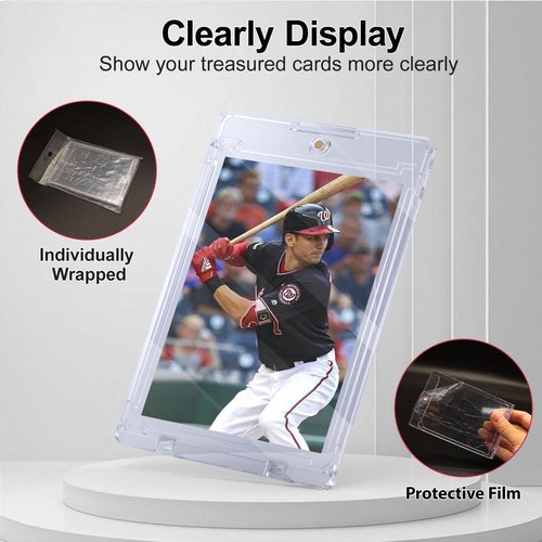 SAMYUCHO 100ct Magnetic Card Holder, 35pt One Card Touch Holders for Trading Cards, U-V Protection Card Display Case Protectors Sleeves Hard Plastic Cover for Sports Game