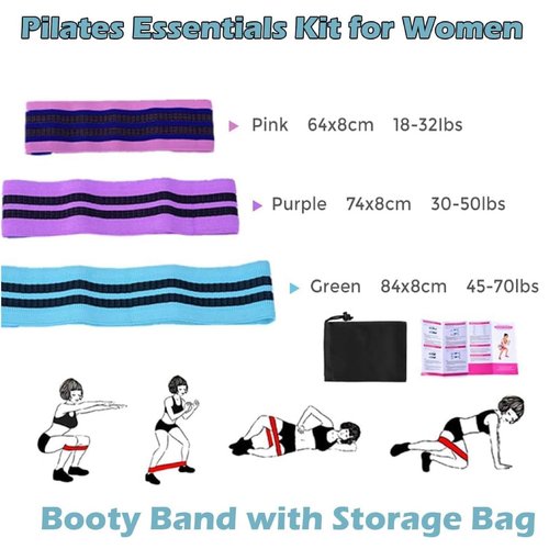 Better Me Pilates Kit, 11Pcs Better Me Pilates Essentials Kit for Women, Better Me Home Pilates Ring and Ball Set, Yoga Ball 25cm Figure 8 Resistance Band Yoga Bands for Home and Gym Workout (Pink)