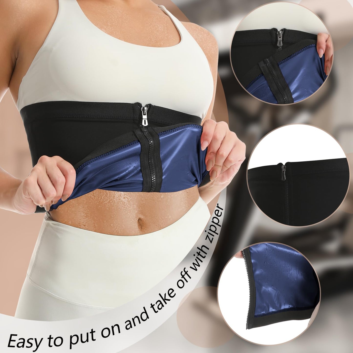 JBT Waist Trimmer for Women, Belly Fat Shaper Band Sweat Sauna Suit for Lower Belly and Workout Thermo Slimming Exercise Gear (Blue, Large)