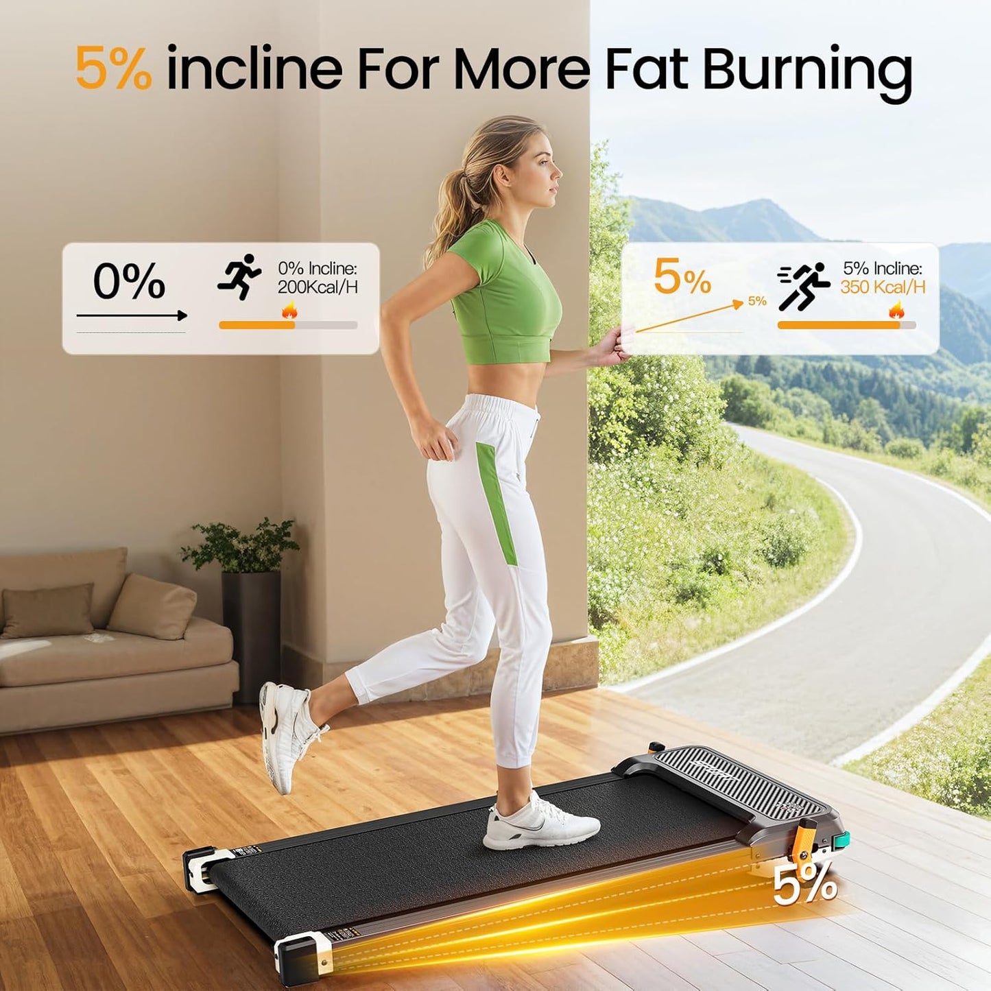 2 Side Walking Pad Treadmill with Incline Massage Function, 2 in 1 Under Desk Treadmills Walking Pad and Foot Massager for Home/Office, Portable Treadmill with Remote Control LED Display