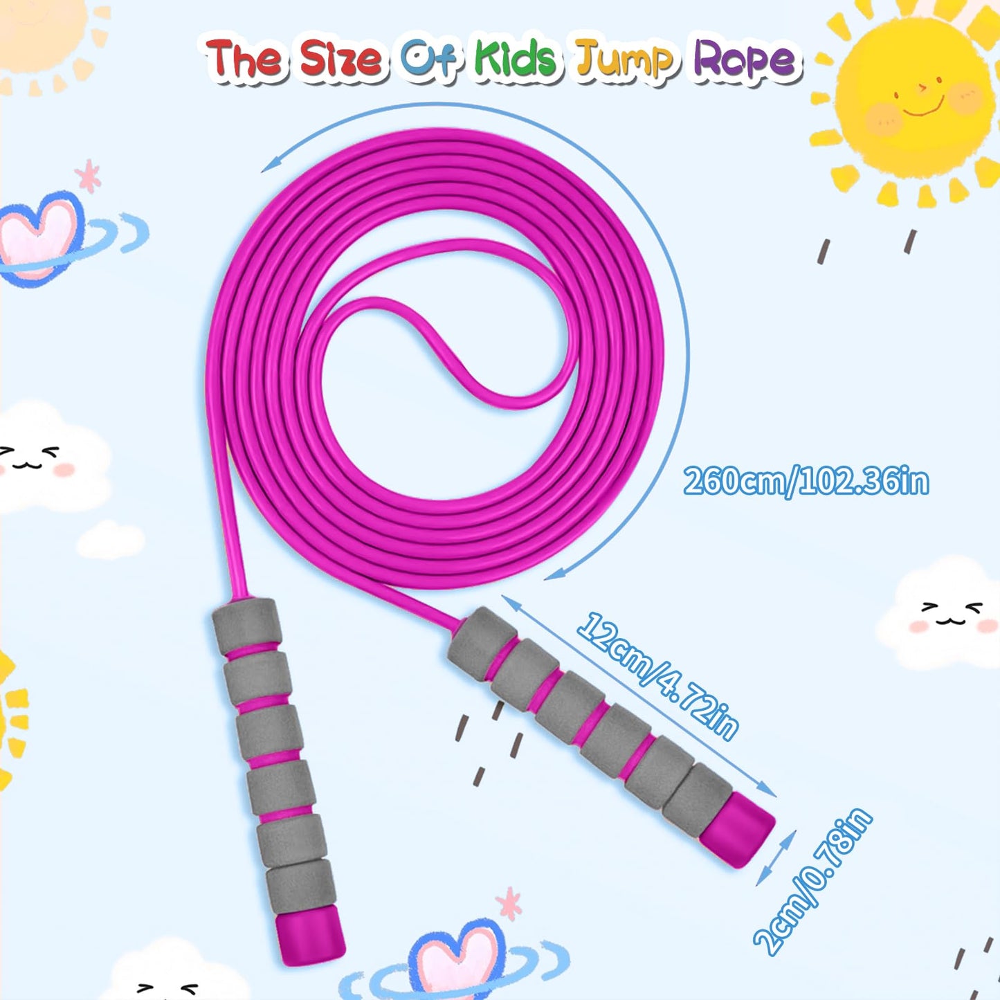 Adjustable Soft Skipping Rope for Kids - Toddler Jump Rope With Skin-Friendly Foam Handles, Ideal for Boys & Girls Exercise & Outdoor Fitness