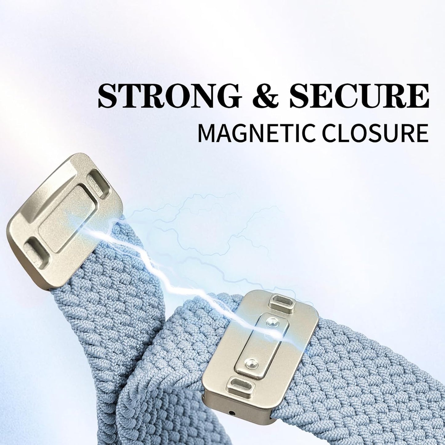20mm Magnetic Braided Nylon Band Compatible With Garmin Vivoactive 6/Vivoactive 5/3/3 Music Watch Bands, Quick Release Stretchy Strap Replacement for Venu Sq 2/Forerunner 55/165/245/645