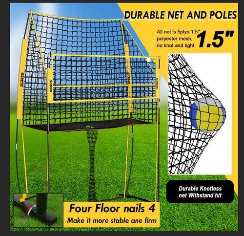 Volleyball Practice Net, Adjustable Heights Volleyball Training Net Station Improve Hit, Serve and Spike Skills Easy Assembly for Backyard Individual Team Practice