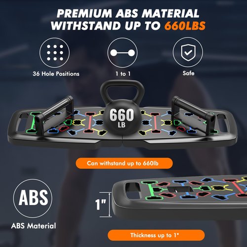 KUYOU Portable Home Gym Workout Equipment, Push Up Board, Pilates Bar & Fitness Accessories with Resistance Bands for Upper Body Strength Training Full Body Workout at Home