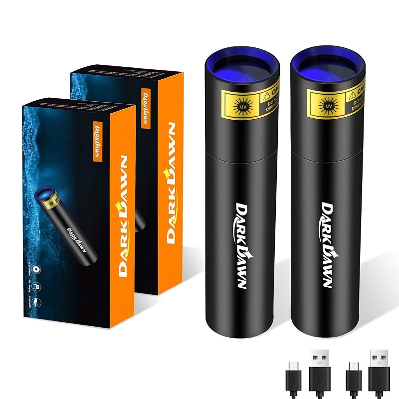 UV 365nm Black Light Mini Flashlight - V4 UV Filtered 2-Pack+Mini (DarkDawn)