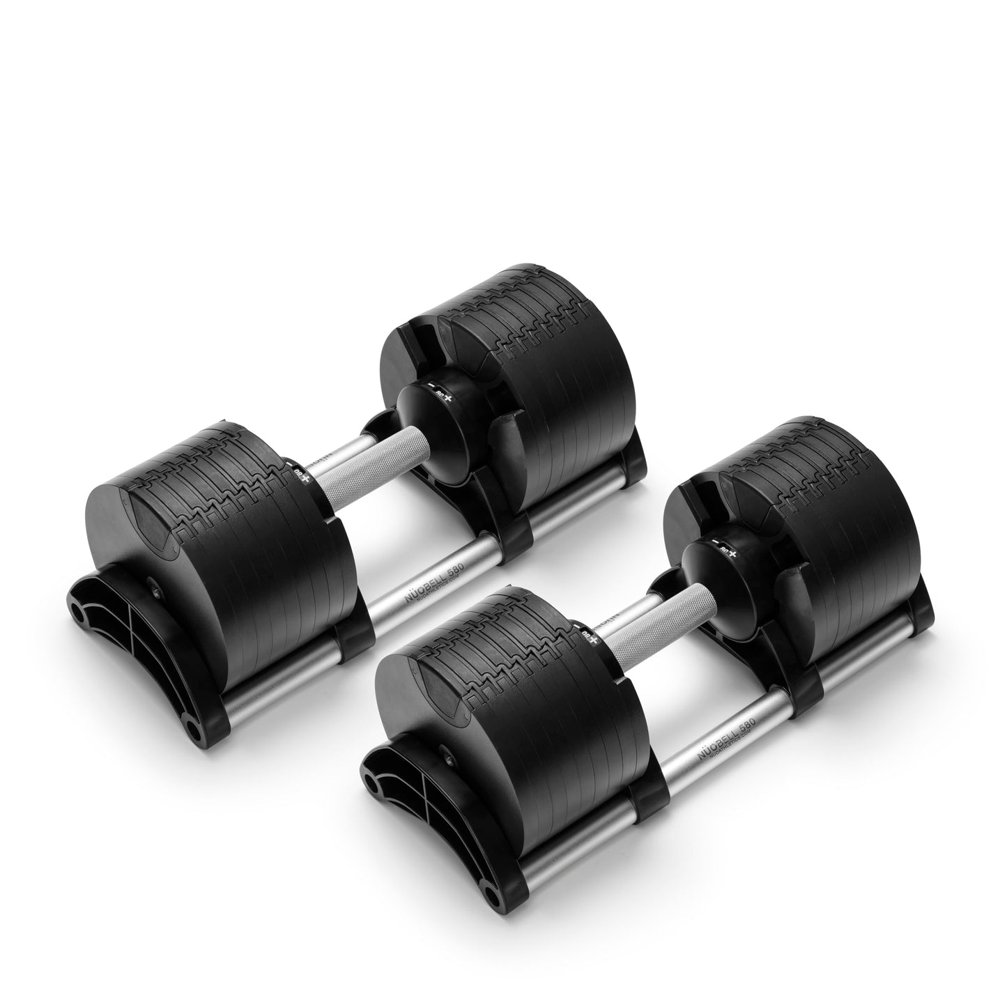 NÜOBELL® Adjustable Dumbbell Set for Home, 5-80 LB, Twist Lock 2024-25 Model, Classic Silver, 2 x 80 lb ea Dumbbell (Pair)