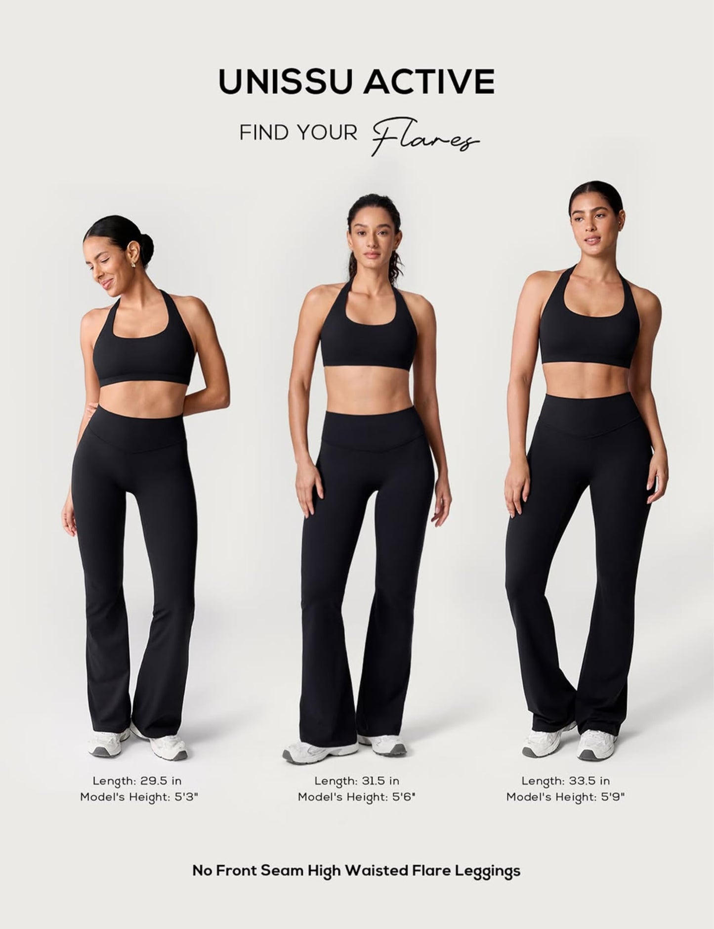 UNISSU Hugcurve No Front Seam High Waisted Flare Leggings for Women Bootcut Yoga Pants Buttery Soft Lounge Workout - 31.5'' Black Large