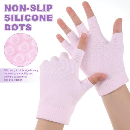Eurzom 4 Pairs Fingerless Yoga Gloves with Grips for Women Silicone Dots Pilates Exercise Gloves Cotton Mittens Protection Equipments