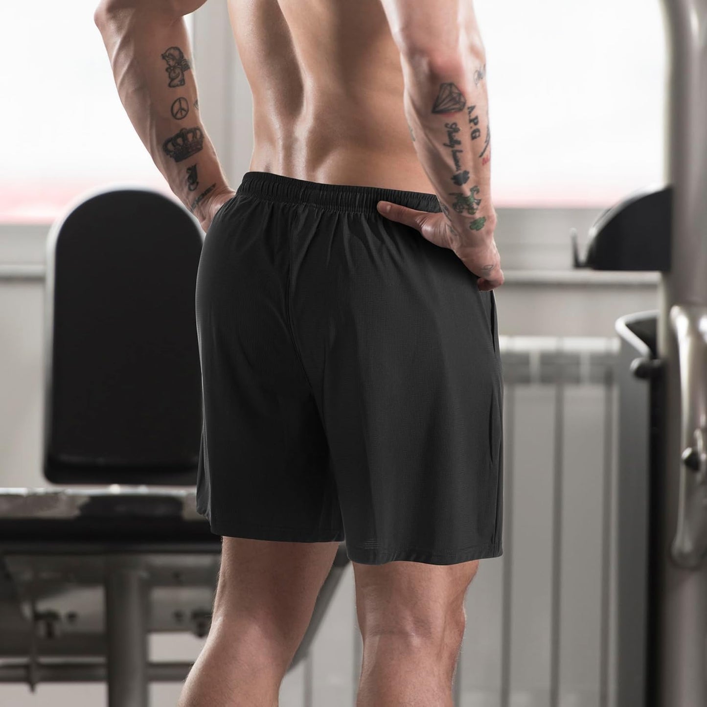2 Pack Mens Running Athletic Shorts for Men's Lightweight Workout Gym Shorts Quick Dry Hiking Basketball