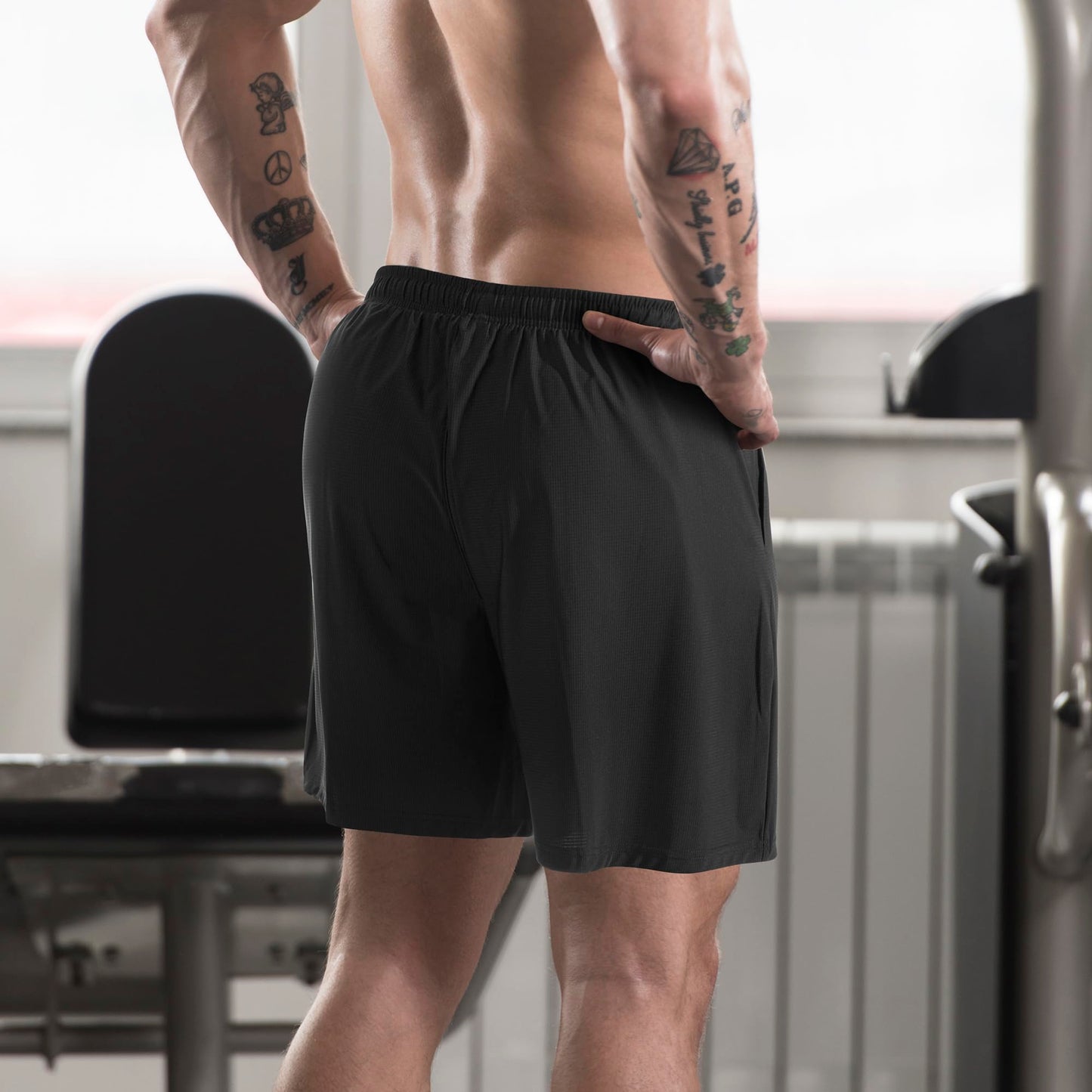 ICDCJ 2 Pack Mens Running Athletic Shorts for Men's Lightweight Workout Gym Shorts Quick Dry Hiking Basketball
