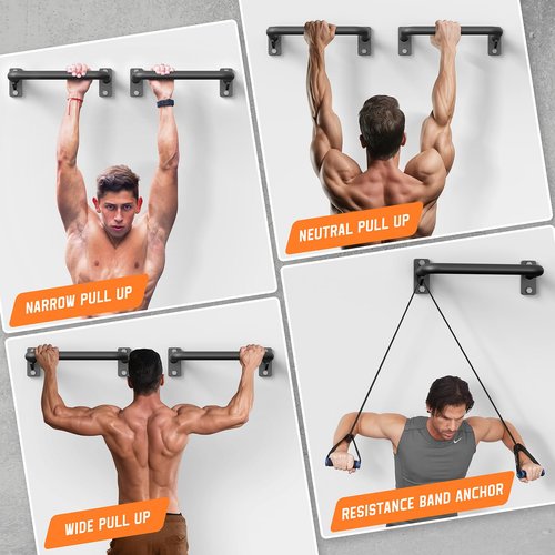 Jusgym Pull Up Bar for Doorway, Heavy Duty Strength Training Pull-Up Bars for Home Gym, Wall Mounted/Joist Mounted/Ceiling Mounted Chin Up Bar with Reinforced Thick Metal Construction - Supports 500 lbs for Full-Body Workouts