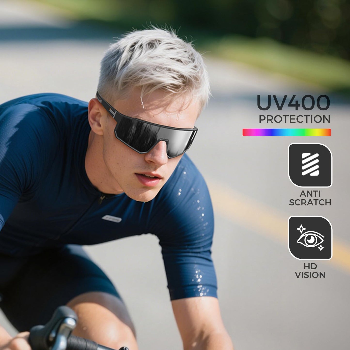 IKTOD 3 Pack Polarized Running Sunglasses for Women Mens Sunglasses UV Protection for Cycling Baseball Fishing (3-Pack-Blue Black/Red Black/Green Black-W06)
