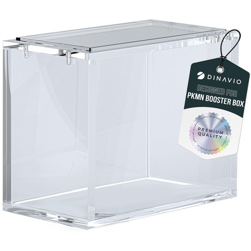 Dinavio Crafthouse PKMN Booster Box Case Acrylic Display Stackable - 8mm + 5mm Ultra Thick Acrylic with 5x3mm Strong Magnets - PKMN Booster Box Case Protector - Compatible with PKMN Booster Boxes