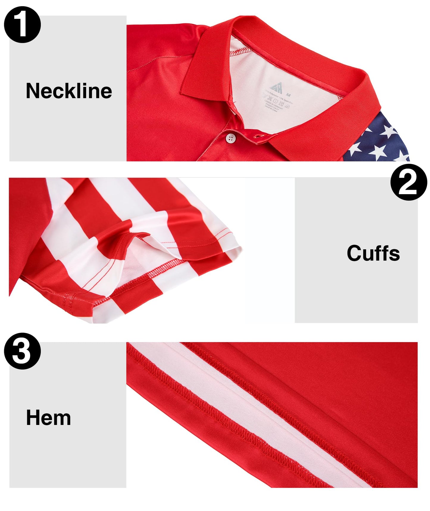 ZITY Men's Flag Golf Polo Shirts Short Sleeve Tactical Collared Shirt Men Outdoor Moisture Wicking Shirts Red XX-Large