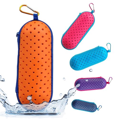 KLASHE Swim Goggle Case, Protective EVA Case with Drainage Holes, Shockproof & Compact Storage Case for Swimming Goggles（Orange）