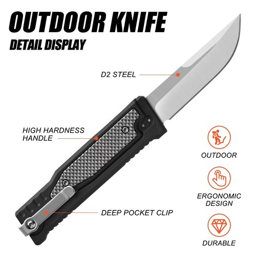 QWOZZE Outdoor camping hiking knife, fishing line cutting knife (acrylonitrile material handle)