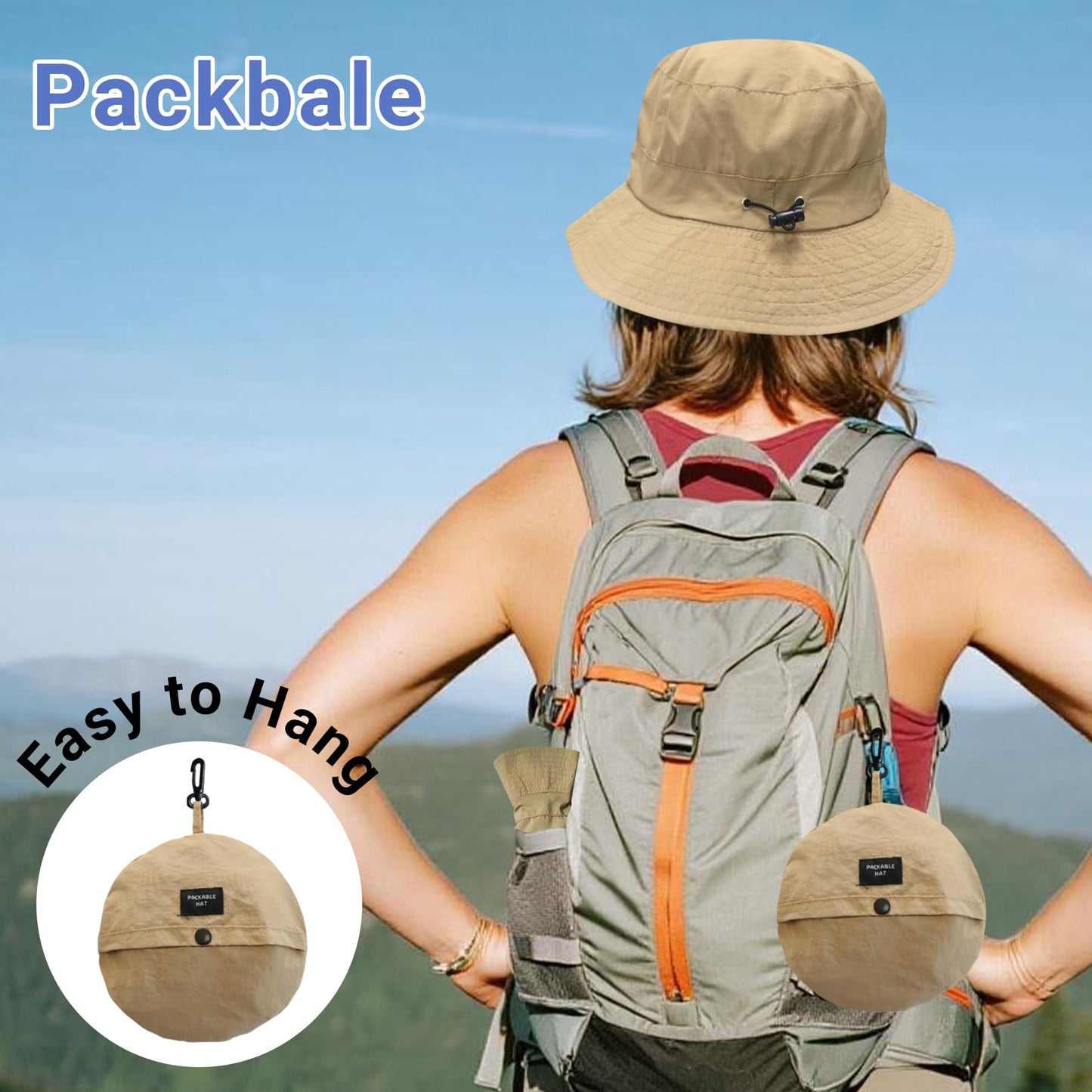 PFFY Waterproof Bucket Hat Rain Quick Dry Hats for Men Women Packable Sun Hat for Fishing Hiking Outdoors Solid Black