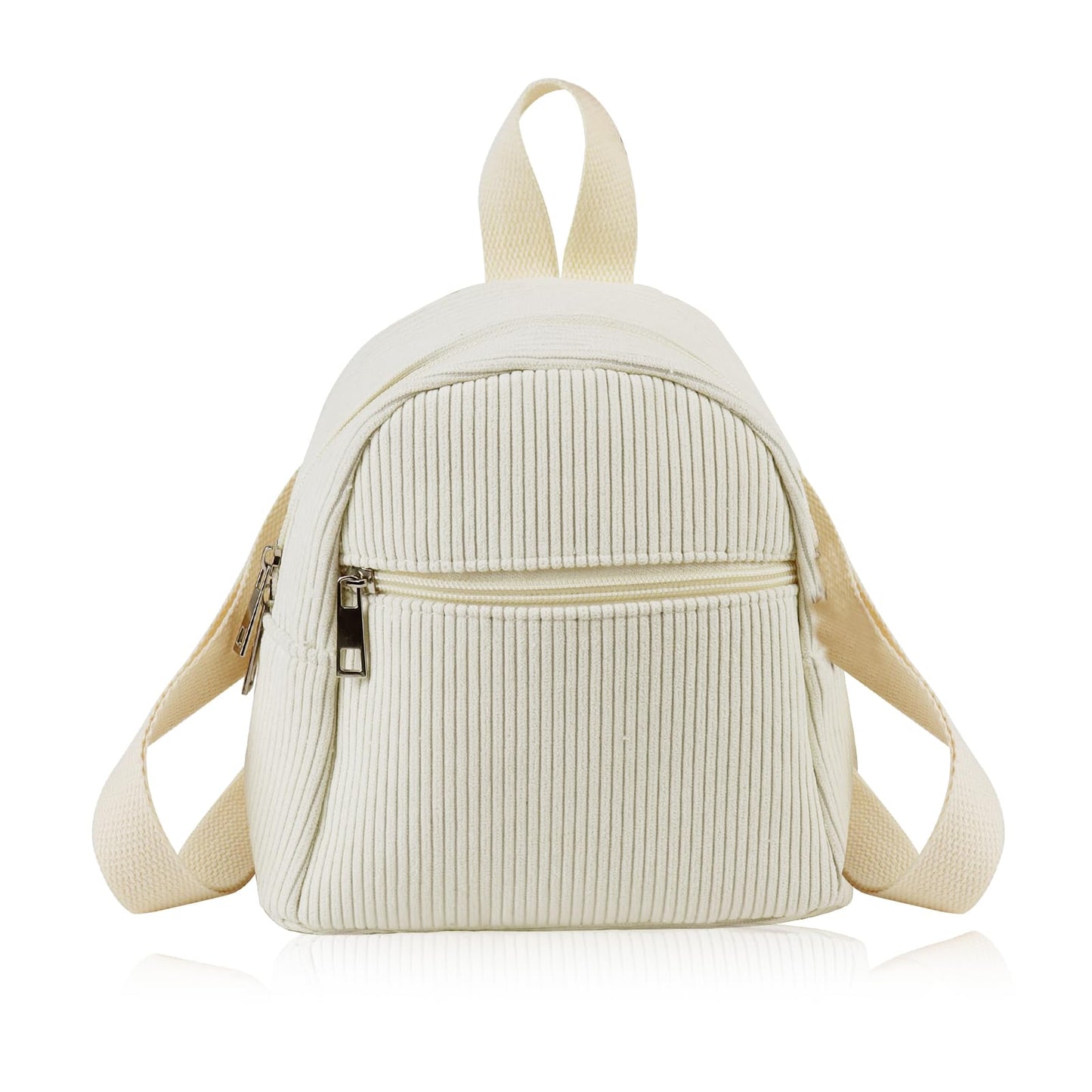 Energather Cute Mini Backpacks, Corduroy Tiny Backpack Small Backpack for Women and Girls, Portable Ladies Backpacks (white)