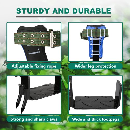 Seprochoo Tree Climbing Gear Climbing Spikes Climbing Gear and Equipment Palm Tree Climbing Harnesses for Logging Hunting Observation Fruit Picking Espuelas Para Subir Arboles (Regular Foot Set)