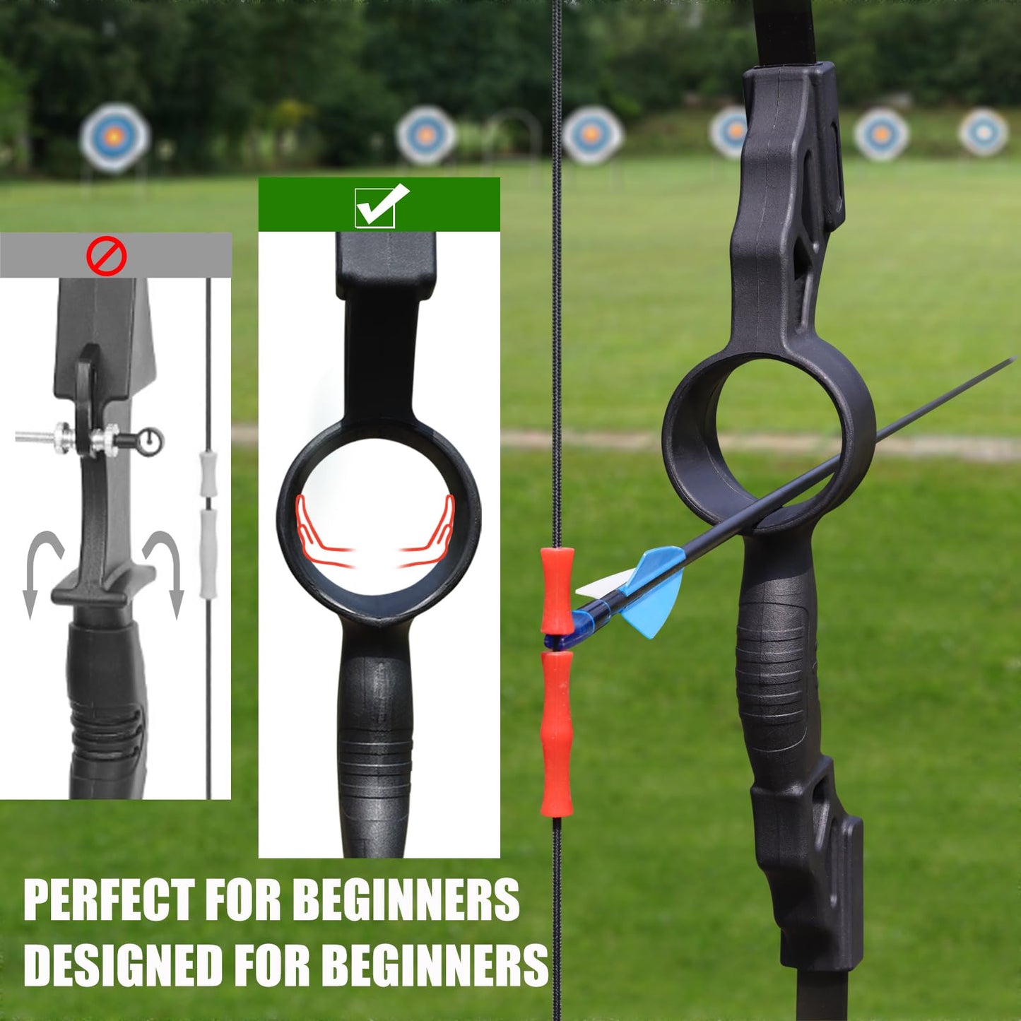Youth Bow and Arrow Set for Teens Beginners, Archery Recurve Bow with Safety Practice Arrows Backyard Games Gift (18lbs Black)