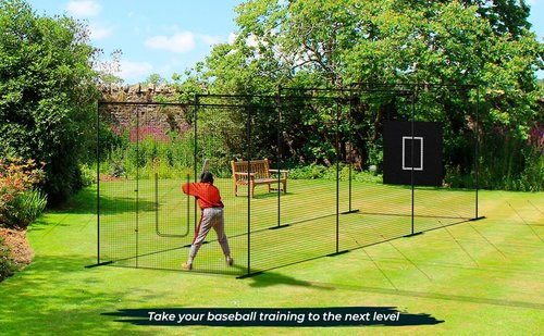 EnjoyColor Pro 40FT Batting Cage Net and Frame, 40 Foot Baseball and Softball Batting Cages with Pitching Machine Hole for Backyard, Black