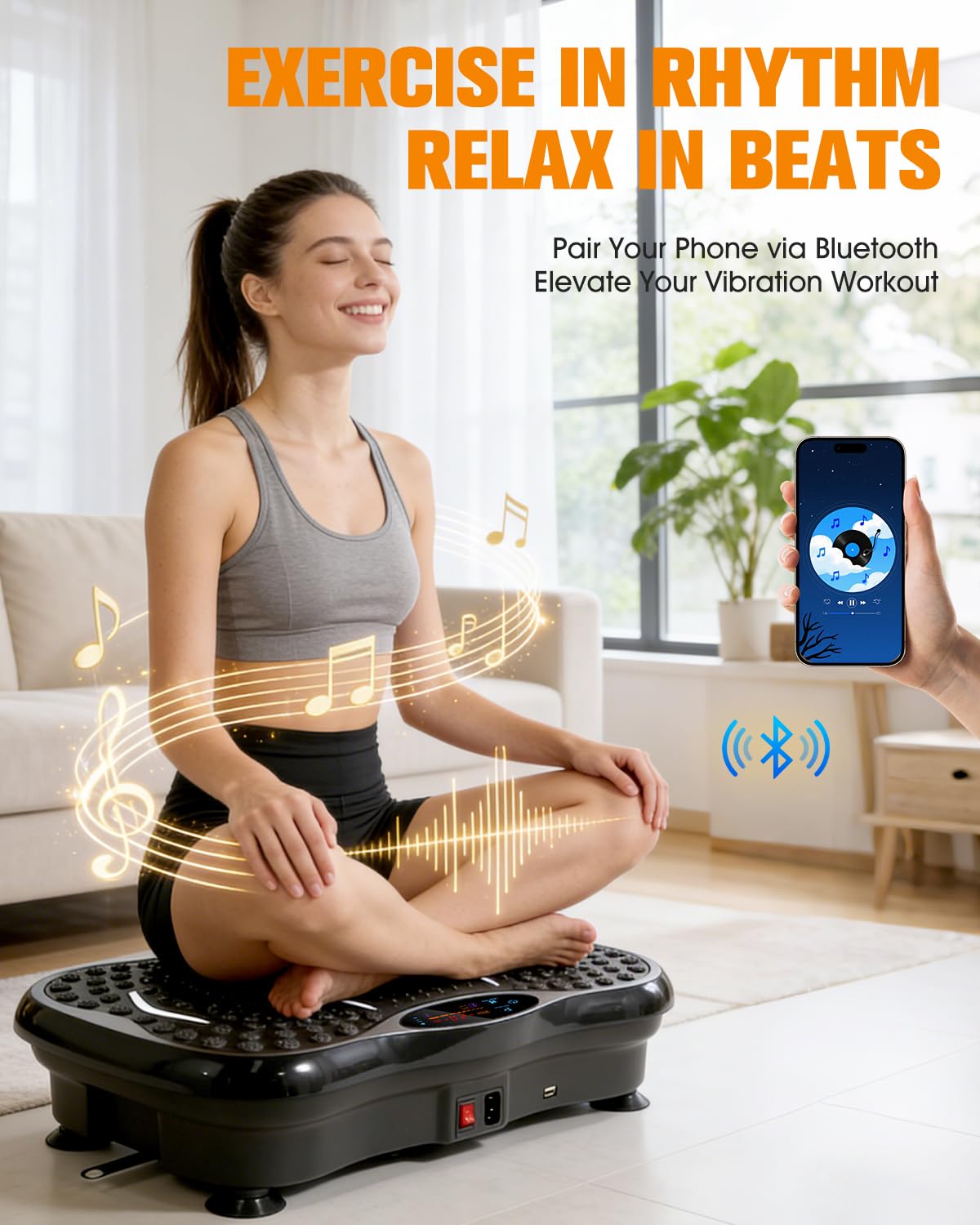 Movpeak Vibration Plate Exercise Machine, Full Body Vibration Platform for Lymphatic Drainage, 99 Speed Levels, 5 Workout Modes & Resistance Bands, Home Gym Equipment for Shaping, Toning & Weight Loss