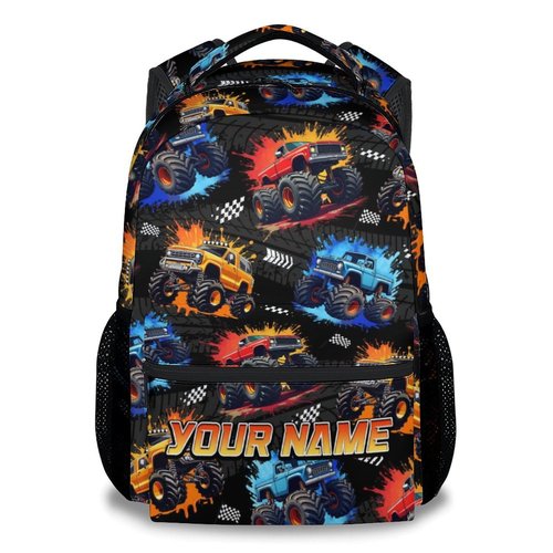 Toddler Backpack - Personalized Truck Backpacks with Name for Boys - Custom Kids Bookbag Gifts for Son - Durable School Bag for Kindergarten/Preschool/Elementary(17 Inch)
