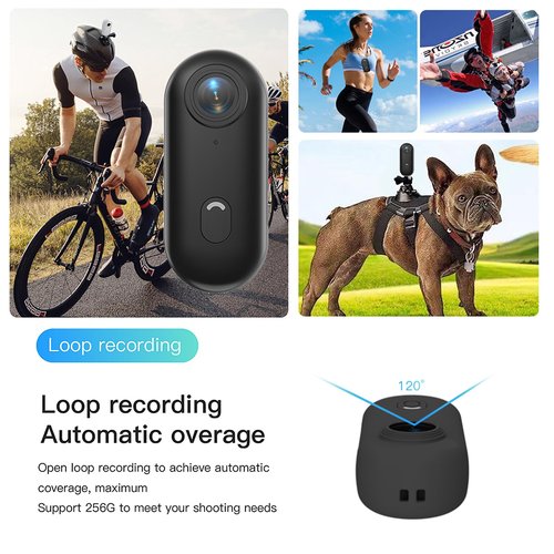 FOUKWAKC H7 64GB 1080P Thumb Action Camera, Mini Body Cameras, Wearable Pocket Vlogging Camera with Magnetic Lanyard, Small Portable Camcorder Helmet Cam for Work, Cycling, Travel, Pet Walking