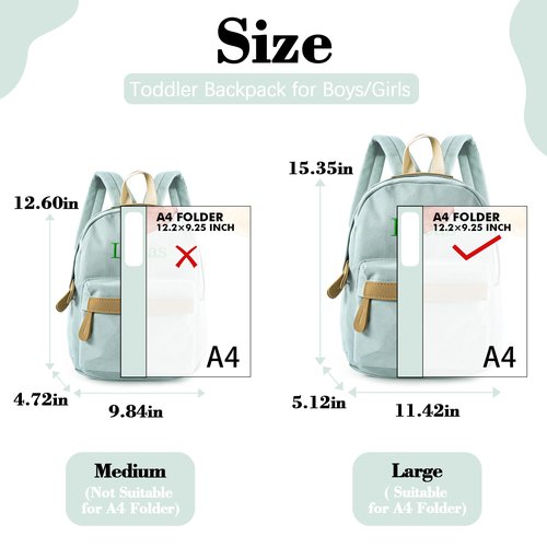 MT WORLD Daycare Backpack - Personalized Canvas Backpack with Name - Classic 15inch Daypack with Back Pocket - Custom Daycare Diapering Bag for Overnight Travel Birthday Gifts (Lake Green, Large)