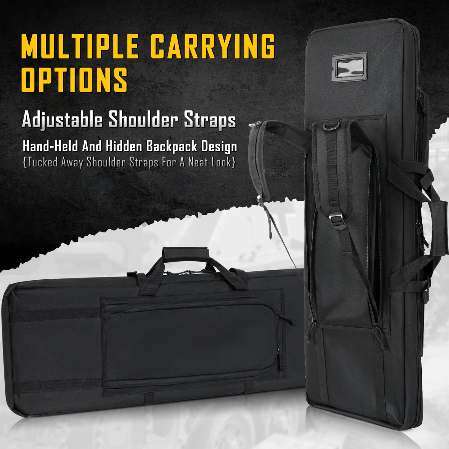 DULCE DOM 42 inch Double Rifle Case Soft Bag Gun Case, Perfect for Rifle Pistol Firearm Storage and Transportation, All Around Shooting Range Tactical Rifle Backpack, Indoor Outdoor