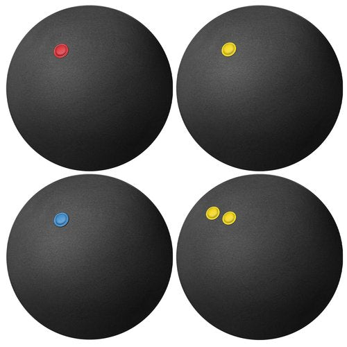 Toddmomy 4 Pcs Squash Balls, Double Yellow Dots, Single Yellow Dots, Single Red Dots, Single Blue, Sports Squash Ball High Bounce Squash Ball for Beginners and Training