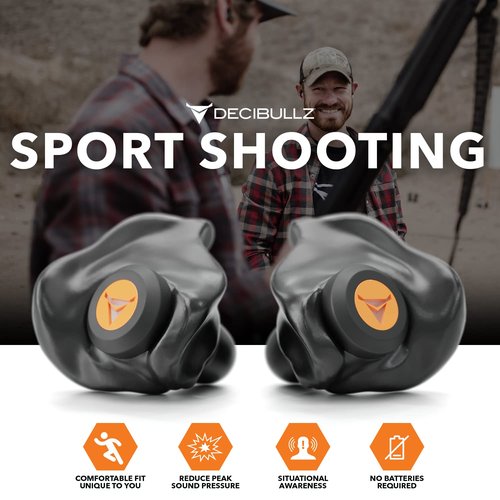Decibullz Percussive Moldable Earplugs for Hunting & Shooting, Gun Range Hearing Protection for Shooters, Reusable Ear Plugs for Shooting Range