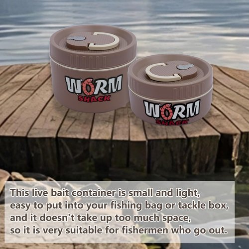 VKVXCLON 2Pcs Live Bait Storage,Fishing Bait Container, Stainless Steel Worm Storage Box, Nightcrawler Box, Bait Tank, Compact and Durable,Small and Portable, Keeps Bait Fresh and Alive (Khaki)