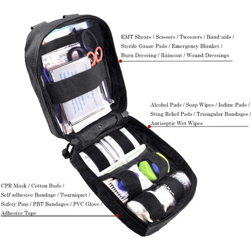 EMT Pouch MOLLE Ifak Pouch Tactical MOLLE Medical First Aid Kit Utility Pouch Carlebben (with Medical Supplies)