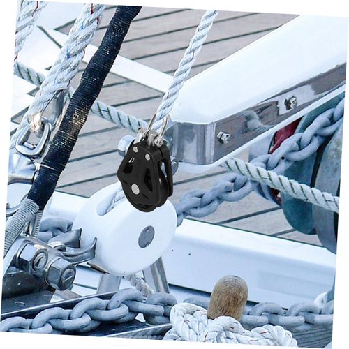 MUSISALY 2Pcs Nylon Boat Pulley with Smooth Rotating Bearing Double Head Block for Sailboats Equipment High Load Capacity Durable Versatile Accessories