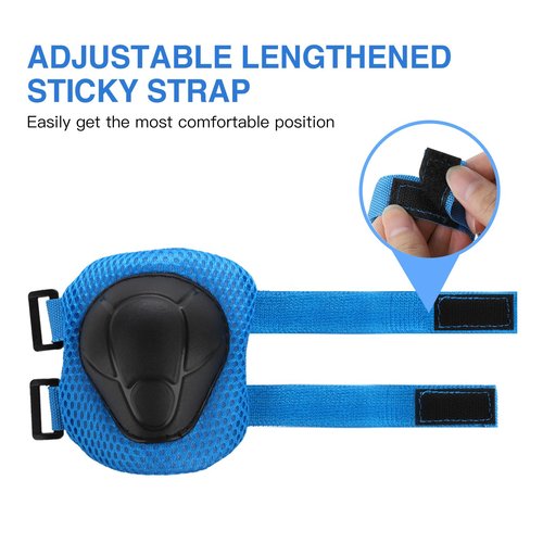 6PCS Kids Protective Gear Set, Knee Pads for Kids 3-10 Years Old, Toddler Elbow Pads, Wrist Guards, Skating Cycling Bike Rollerblading Scooter, Upgraded & Durable Material, Boys, Girls,Youth, Blue
