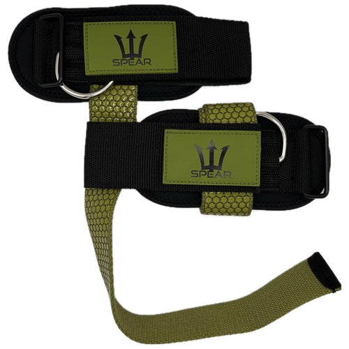 SPEAR Weight Lifting Straps With Cuffed D Ring, Cable Machine Workout, Hex Silicone Grips, Deadlifting, Bodybuilding, Powerlifting, Weight Lifting Wrist Support Wraps for Gym & Training (Ranger Green)