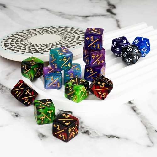 75 Pieces Magic Keyword Counter Dice MTG Counters Dice Set Bulk Ability Life Buff Plus 1 Tokens for MTG, TCG, Cards Gaming Accessories